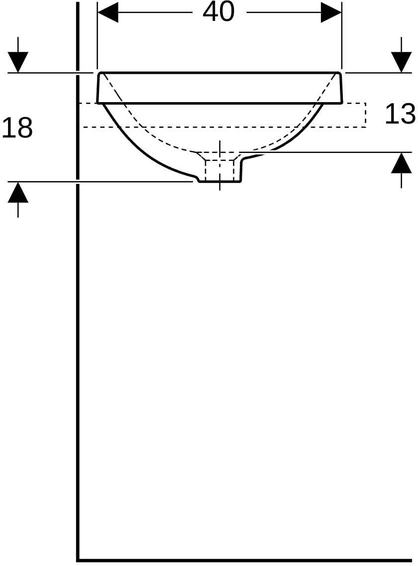 Geberit VariForm Einbauwaschtisch rund 40 cm, weiß, KeraTect, ohne Hahnloch, mit Überlauf