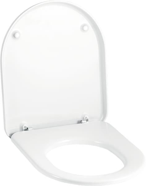 Geberit Mango WC-Sitz weiß mit Deckel und verchromten Scharnieren – Duroplast, 155 mm Befestigungsabstand