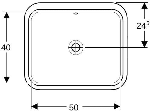 Geberit VariForm Unterbauwaschtisch rechteckig 58x49 cm weiß ohne Hahnloch mit Überlauf