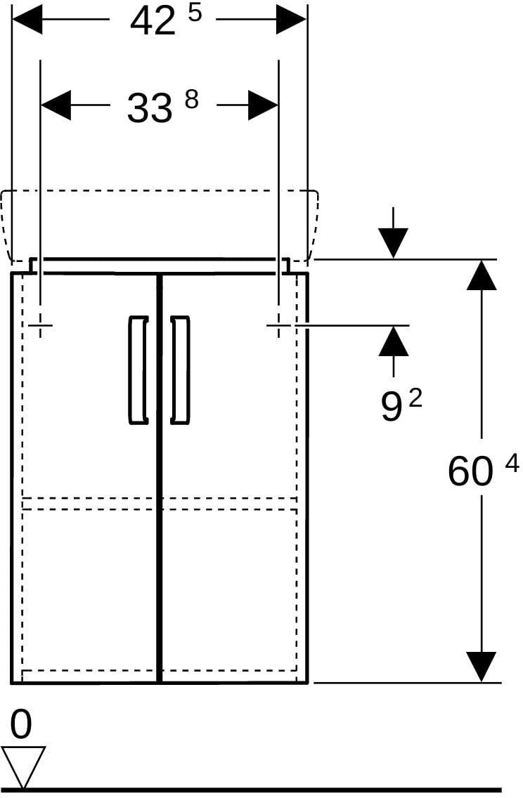 Geberit Renova Compact Unterschrank für Eck-Handwaschbecken, 2 Türen, weiß, 42,5 cm