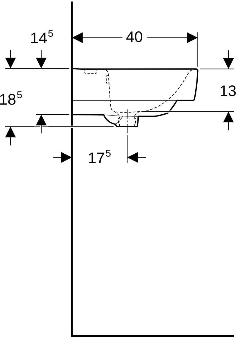 Geberit Renova Compact Waschtisch 65x40 cm mit Hahnloch und Überlauf in Weiß