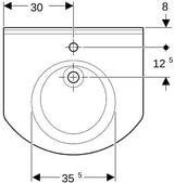 Geberit Publica Waschtisch 60x55 cm, rund, barrierefrei, weiß – Varicor, Hahnloch mittig, ohne Überlauf