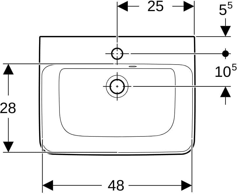Geberit Renova Plan Aufsatz-Handwaschbecken 50x38 cm mit Hahnloch & Überlauf, weiß