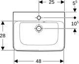 Geberit Renova Plan Aufsatz-Handwaschbecken 50x38 cm mit Hahnloch & Überlauf, weiß