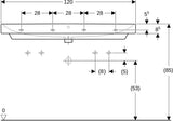 Geberit Smyle Waschtisch eckig 120x48 cm mit zwei Hahnlöchern und KeraTect Weiß