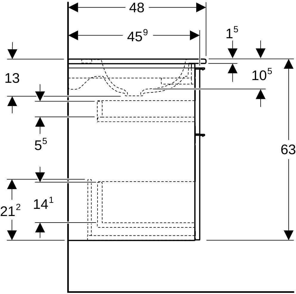 Geberit iCon Waschtischset 60 cm mit Unterschrank und 2 Schubladen in Weiß Hochglanz