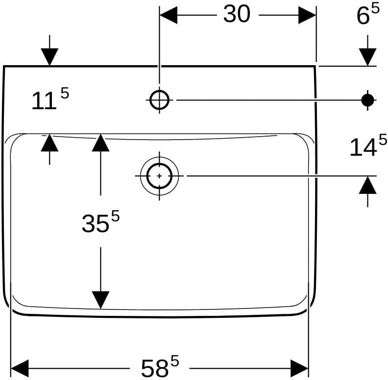 Geberit Renova Plan Waschtisch 55x44 cm mit Hahnloch, ohne Überlauf, weiß