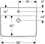 Geberit Renova Plan Waschtisch 55x44 cm mit Hahnloch, ohne Überlauf, weiß