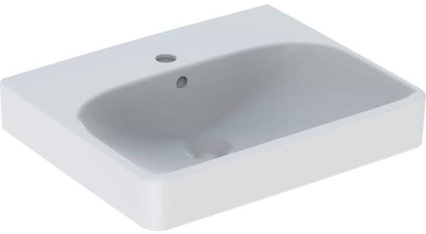 Geberit Smyle Handwaschbecken 50x41 cm eckig mit Hahnloch und Überlauf in Weiß KeraTect