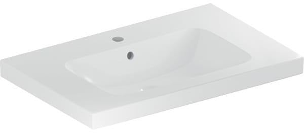 Geberit iCon Light Waschtisch 75x48 cm mit Ablagefläche, Hahnloch, Überlauf, weiß