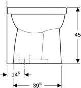 Geberit Renova Comfort Stand-WC Flachspüler erhöht barrierefrei, Abgang vertikal, weiß