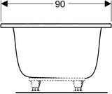 Geberit Tawa Duo Badewanne 170x75 cm weiß, rechteckig, schmaler Rand, 2-Sitzer