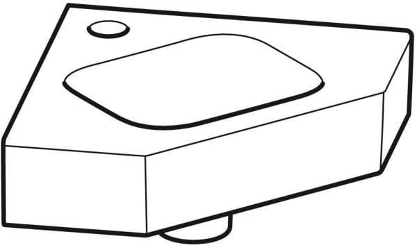 Geberit iCon Eckhandwaschbecken 46x33 cm weiß, Hahnloch mittig, ohne Überlauf