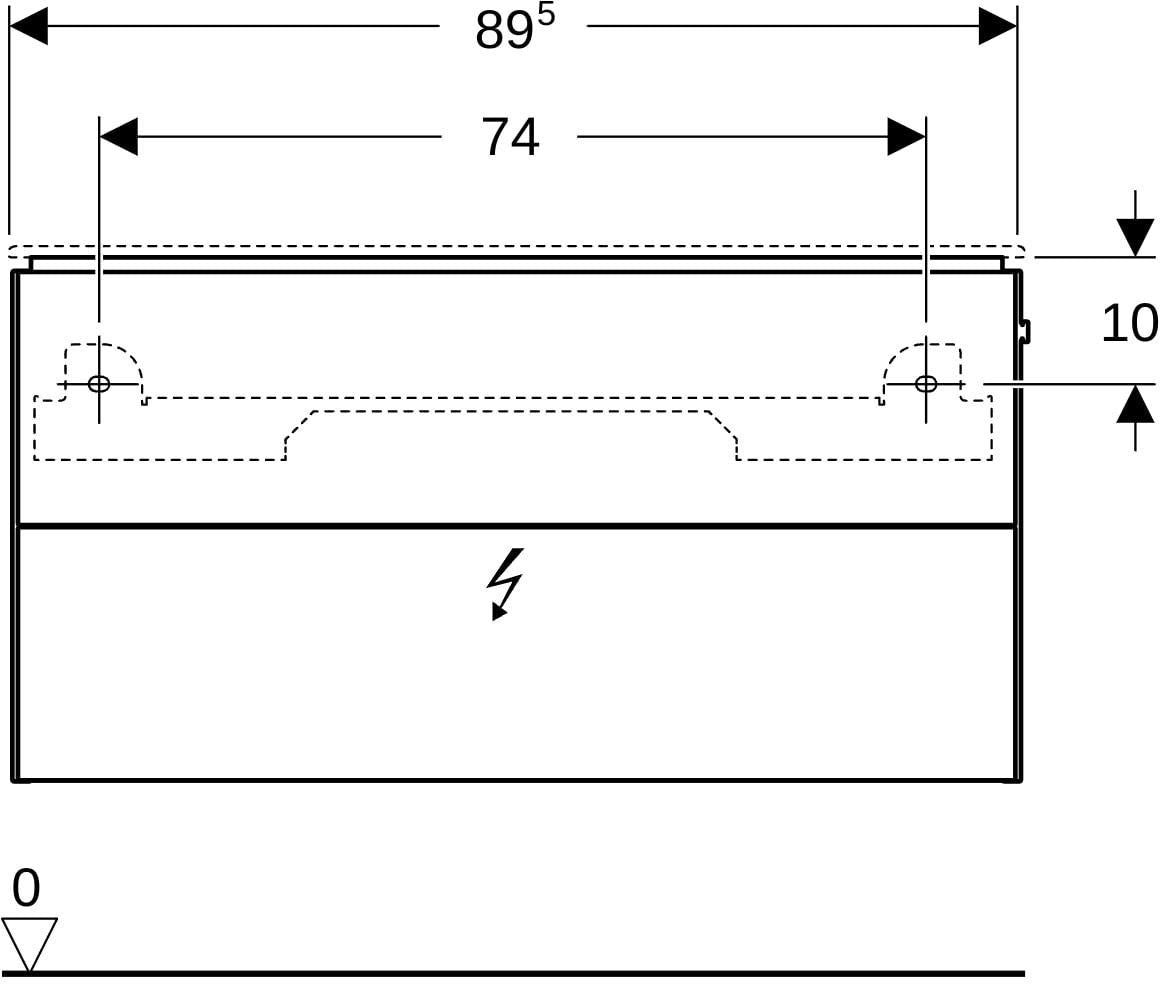 Geberit ONE Waschtischunterschrank 2 Schubladen weiß hochglanz 89,5 cm