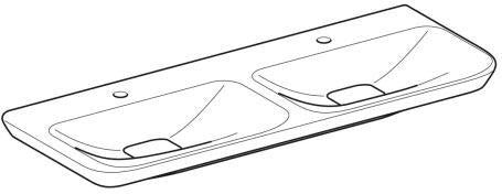 Geberit Doppelwaschtisch MYDAY 1300x480mm ohne Überlauf mit Hahnloch weiß KeraTect