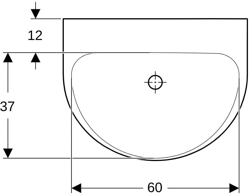 Geberit Renova Waschtisch 65x50 cm ohne Hahnloch, ohne Überlauf, weiß – Wandmontage