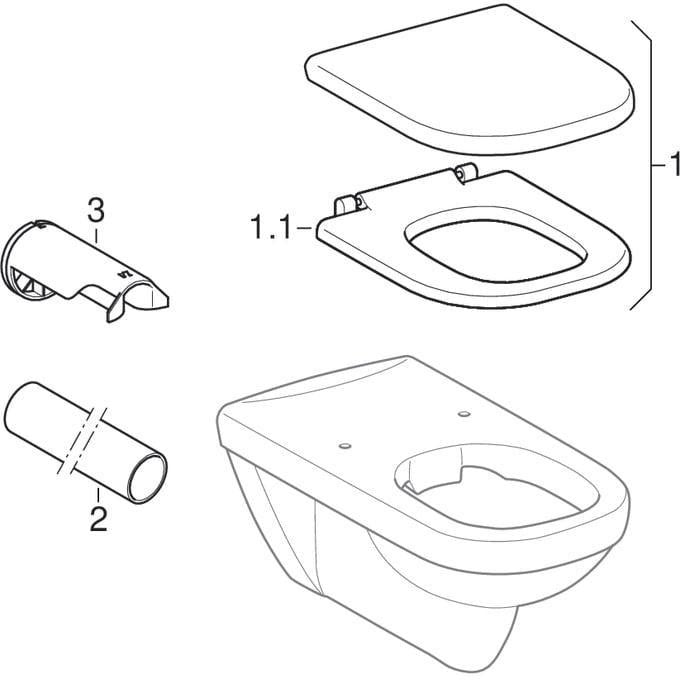 GEBERIT Renova Comfort Wand-WC eckig, spülrandlos Rimfree, 70 cm Ausladung, weiß