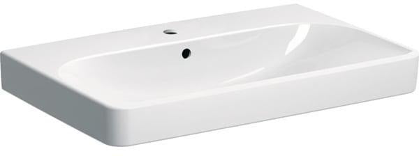 Geberit Smyle Waschtisch eckig 90x48 cm mit Hahnloch und Überlauf in Weiß