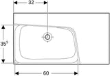 Geberit Xeno2 Waschtisch 90x48 cm mit Ablagefläche rechts, ohne Hahnloch, KeraTect weiß