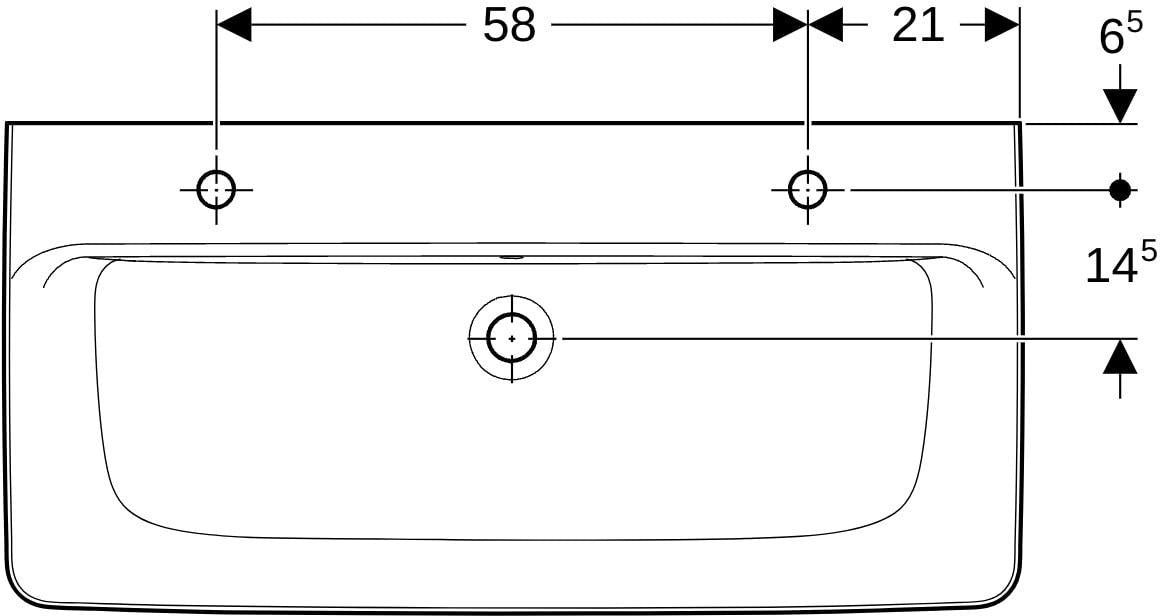 GEBERIT Renova Plan Aufsatzwaschtisch 100x48 cm, 2 Hahnlöcher, mit Überlauf, weiß