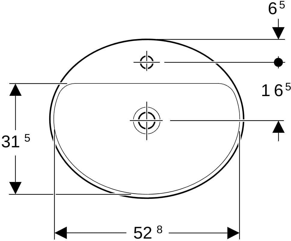 Geberit VariForm Einbauwaschtisch oval 55x45 cm mit Hahnlochbank, ohne Überlauf, weiß KeraTect