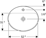 Geberit VariForm Einbauwaschtisch oval 55x45 cm mit Hahnlochbank, ohne Überlauf, weiß KeraTect