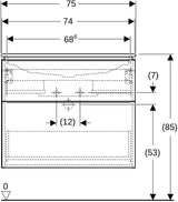Geberit iCon Waschtischset 75 cm mit Unterschrank, 2 Schubladen, weiß hochglanz, KeraTect