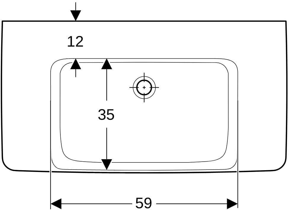 Geberit Renova Plan Waschtisch 90x48 cm mit Ablagefläche, Hahnloch mittig, weiß