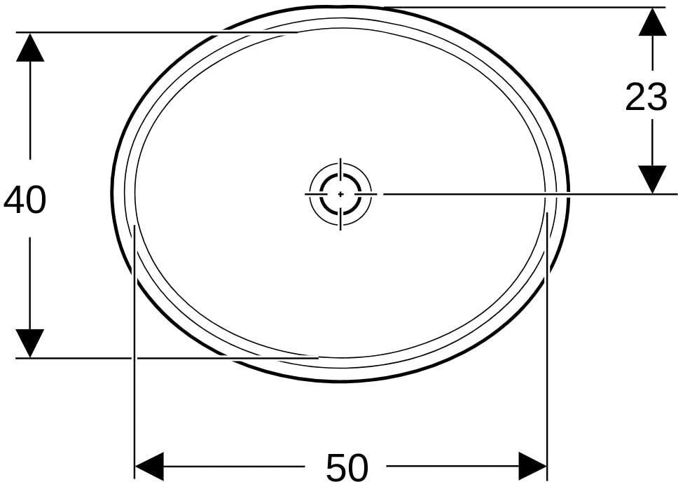 Geberit VariForm Unterbauwaschtisch oval 56x46cm weiß KeraTect ohne Hahnloch ohne Überlauf