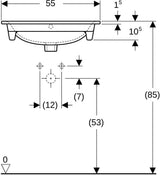 GEBERIT Renova Plan Möbelwaschtisch 100x48 cm mit Hahnloch und Überlauf in Weiß