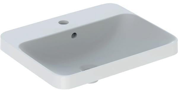Geberit VariForm Einbauwaschtisch 55x45cm rechteckig mit Hahnlochbank, Überlauf und KeraTect