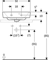 Geberit Renova Plan Aufsatz-Handwaschbecken 50x38 cm mit Hahnloch & Überlauf, weiß