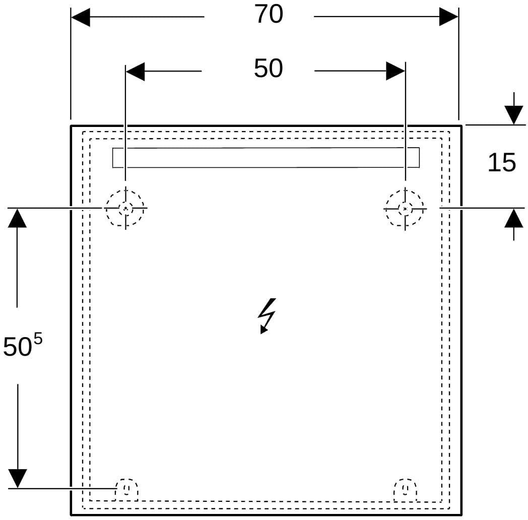 Geberit Option Basic Lichtspiegel eckig 50x70cm mit LED-Beleuchtung oben, Aluminium eloxiert