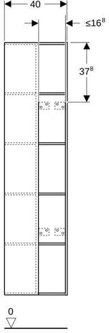 Geberit Citterio Regal mit Spiegel 40x160x25 cm, Eiche beige – 10 offene Fächer