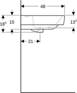 Geberit Renova Plan Doppelwaschtisch 130x48 cm mit Hahnloch und Überlauf in Weiß