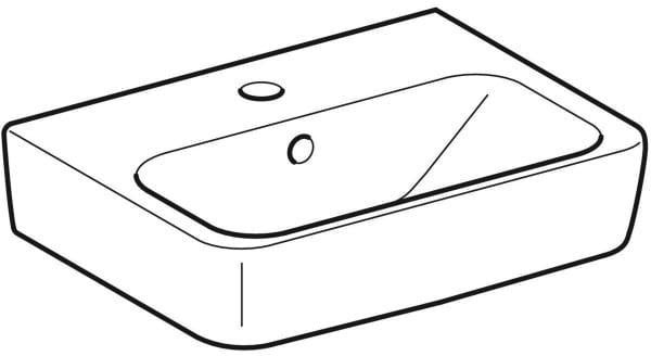 Geberit Renova Plan Aufsatz-Handwaschbecken 45x34 cm mit Hahnloch und Überlauf in Weiß