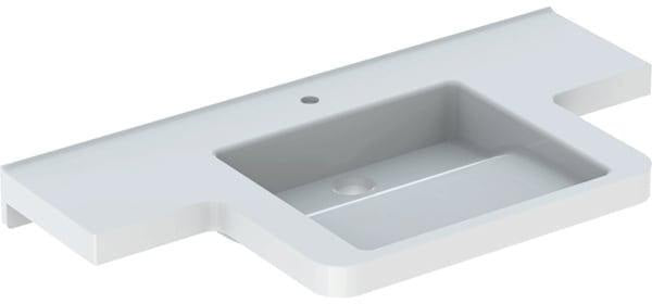 Geberit Renova Comfort Waschtisch 102x55 cm mit Ablagefläche, Hahnloch mittig, ohne Überlauf, weiß