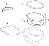 GEBERIT Renova Wand-WC Flachspüler weiß KeraTect – 6 l, mit Spülrand, 35,5 cm