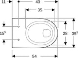 GEBERIT Renova Wand-WC Flachspüler weiß KeraTect – 6 l, mit Spülrand, 35,5 cm