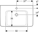 Geberit Renova Plan Aufsatz-Waschtisch 75x48 cm mit Ablagefläche, Hahnloch und Überlauf in Weiß