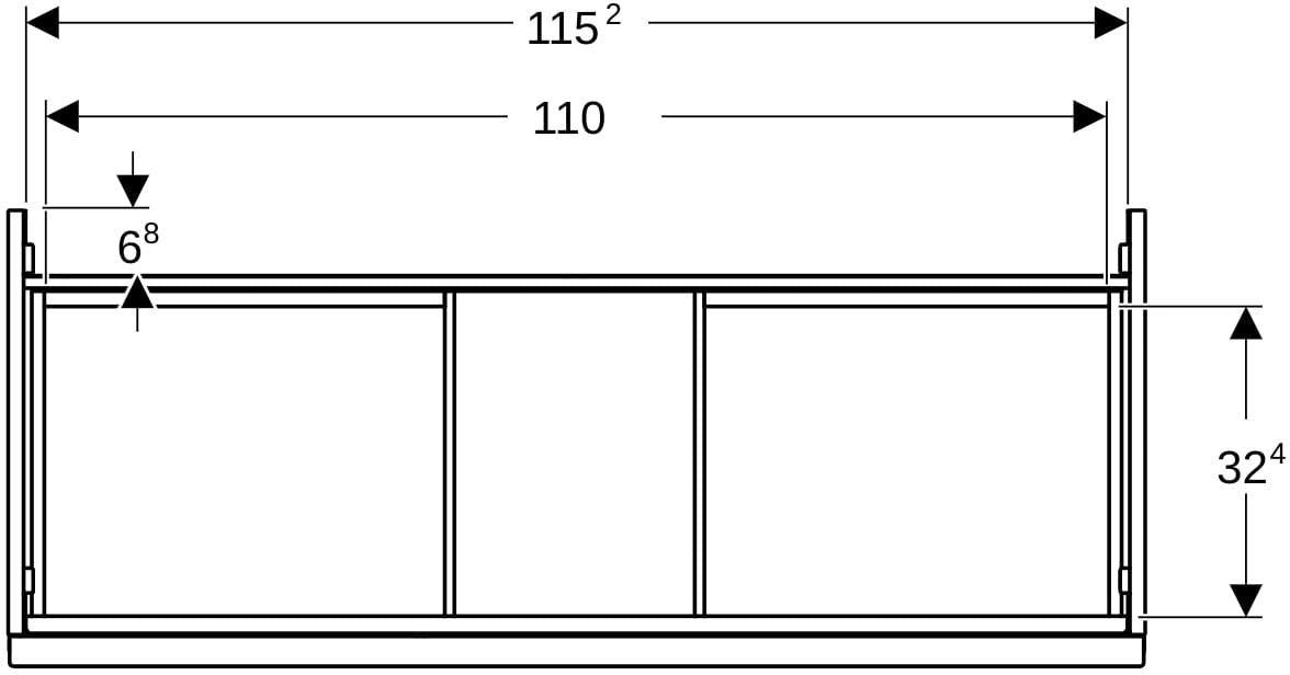 Geberit Acanto Waschtischunterschrank 120 cm Nussbaum mit Schublade und Innenschublade