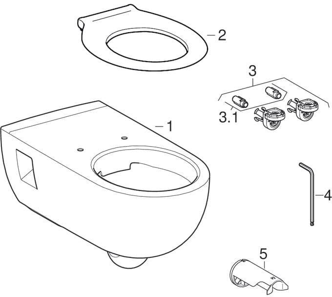 GEBERIT Renova Comfort Wand-WC Tiefspüler Rimfree barrierefrei weiß