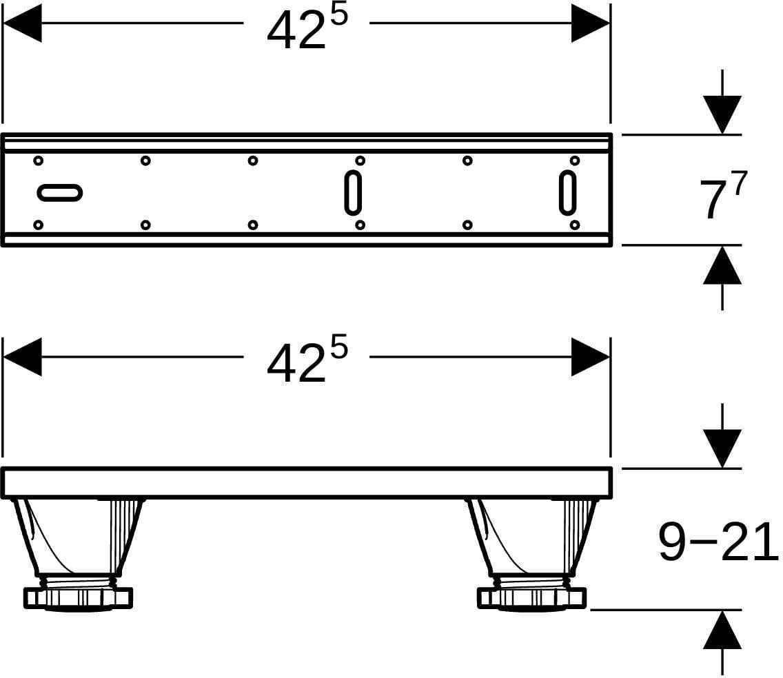 GEBERIT Fuß-Set mit Wand-Traversen für Badewannen aus Sanitäracryl – höhenverstellbar & schallentkoppelt
