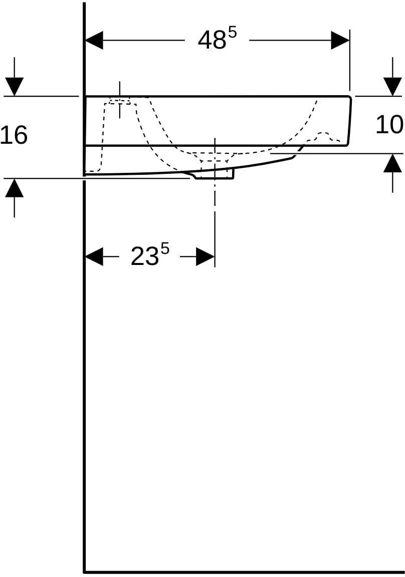Geberit iCon Doppelwaschtisch 120 cm weiß, 2 Hahnlöcher, mit Überlauf, wandmontiert
