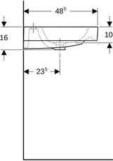 Geberit iCon Doppelwaschtisch 120 cm weiß, 2 Hahnlöcher, mit Überlauf, wandmontiert