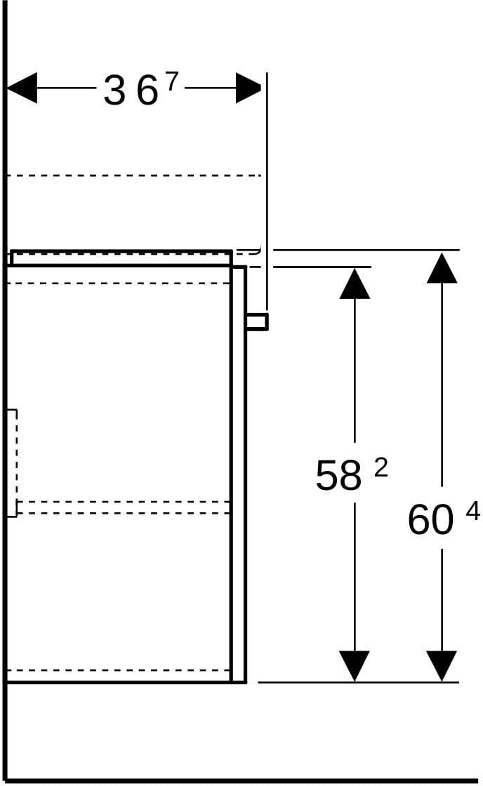 GEBERIT Renova Compact Waschtischunterschrank 55 cm, 1 Tür, weiß hochglanz, wandhängend