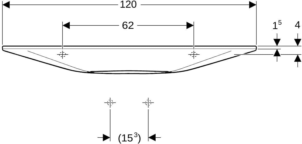 Geberit ONE Waschtisch 120x40 cm mit KeraTect und CleanDrain, weiß glänzend