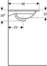 Geberit Acanto Möbelwaschtisch 75x48 cm mit Hahnloch, Überlauf & KeraTect in Weiß