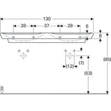 Geberit Doppelwaschtisch MYDAY 1300x480mm ohne Überlauf mit Hahnloch weiß KeraTect