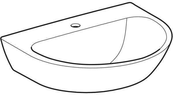 Geberit Renova Waschtisch 60x48 cm mit Hahnloch mittig, ohne Überlauf, weiß, KeraTect